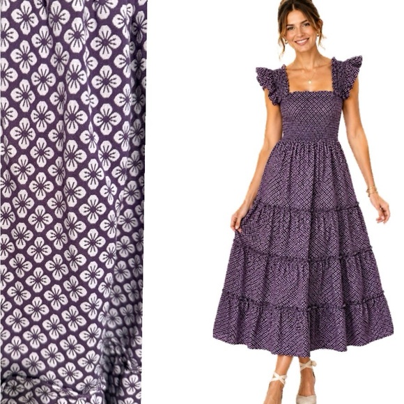 Hill House Dresses & Skirts - Hill House Home, The Nap Dress Purple Floral Smocked Midi Dress,  Size Small EUC